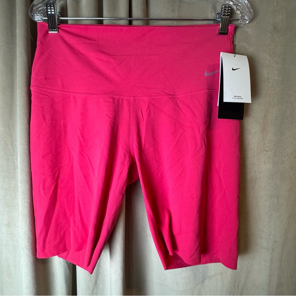 Nike Women's Zenvy 8" Hot Rush Pink Biker Shorts size DQ6003-666 L High Rise NWT